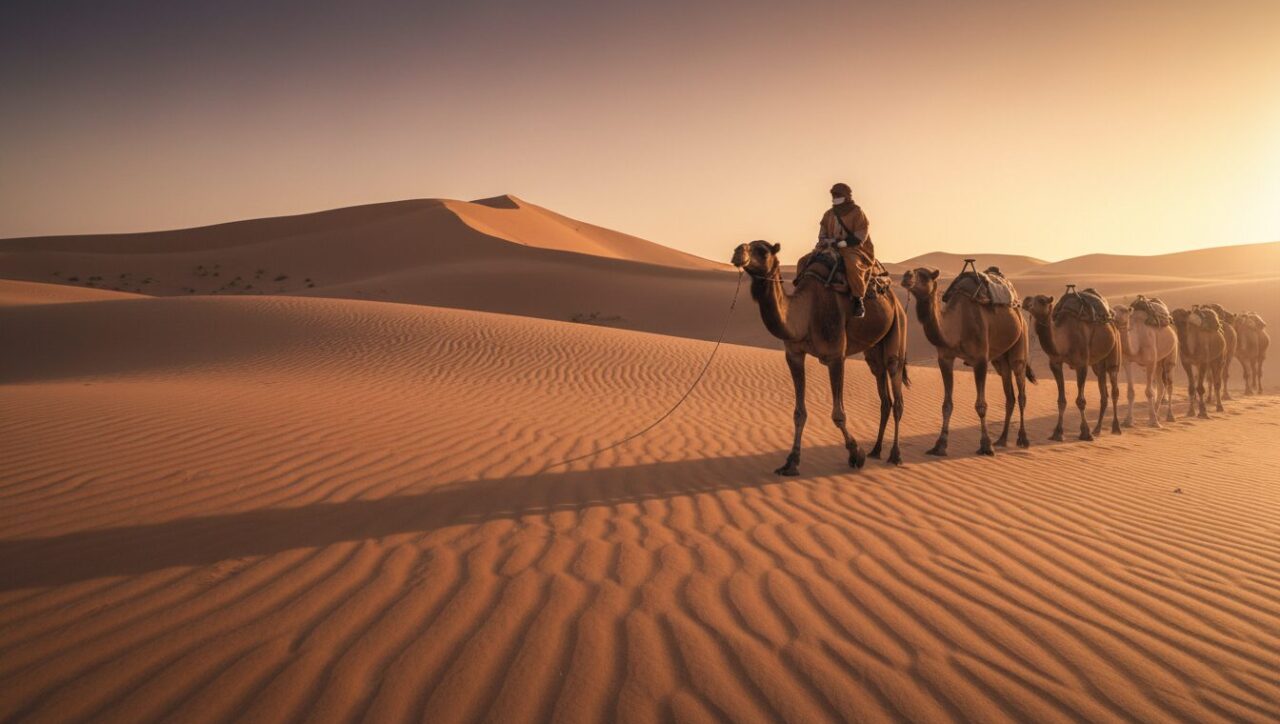 Camel trek Morocco desert